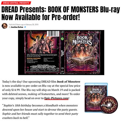 DREAD Presents: BOOK OF MONSTERS Blu-ray Now Available for Pre-order!